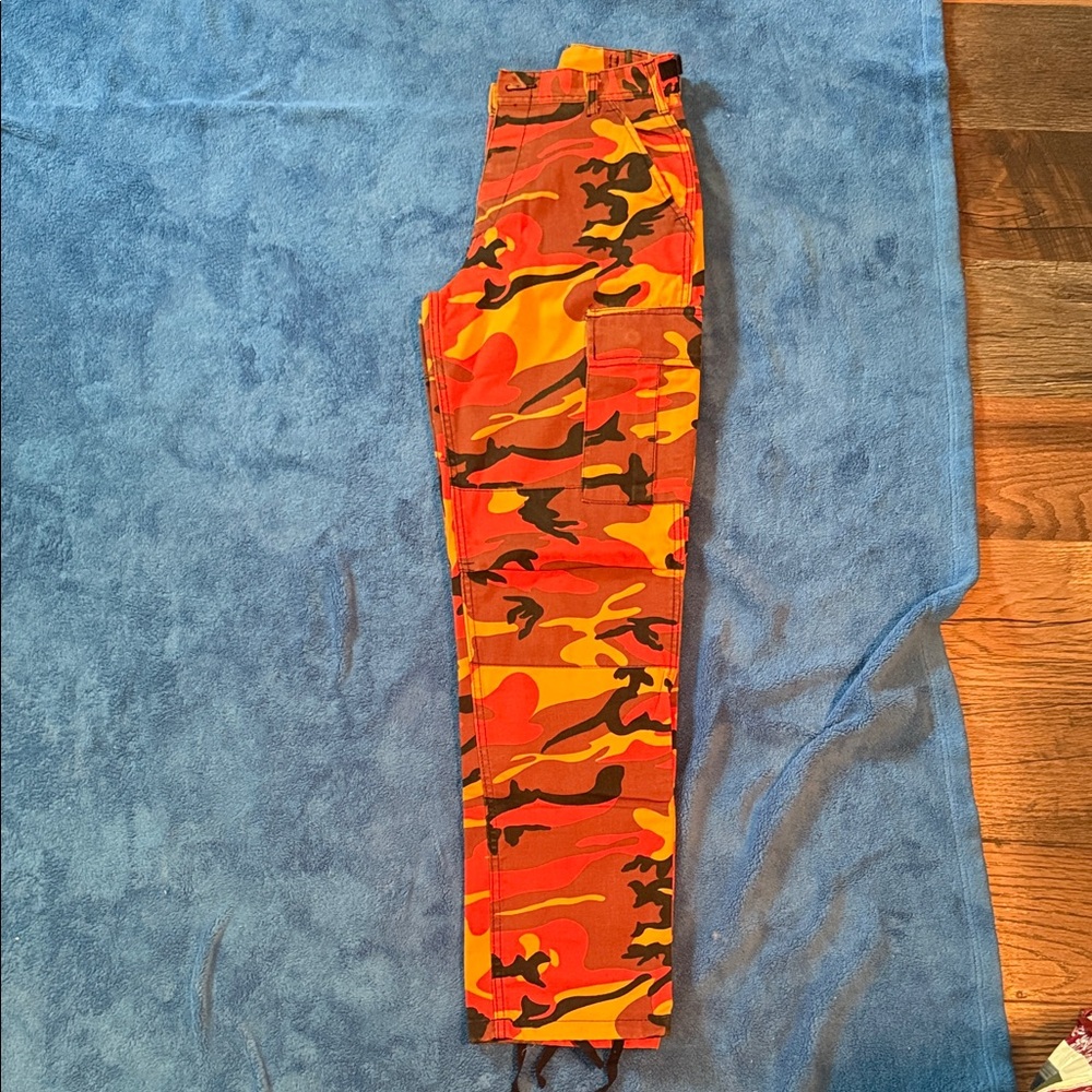 Camouflage Cargo Pants in Red and Orange